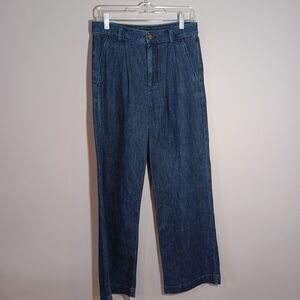 J. Crew Wide Leg Pleated Trouser Jeans Size 26  Highrise Preppy Denim 2024